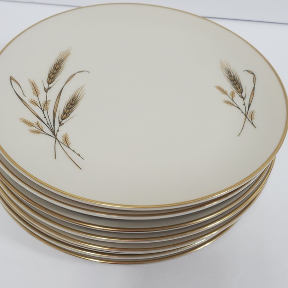 Fine Arts China Other - Fine Arts China Golden Harvest Bread Plates Set of 8 Cream Gold Trim  6.75 inch